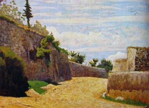 Odoardo Borrani: Via San Leonardo, cm. 19 x 26, collezione privata, Milano.